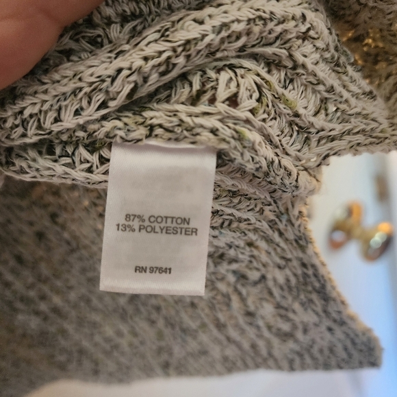 J Jill  white heathered cable knit cotton sweater beachy summer size medium - Picture 5 of 9